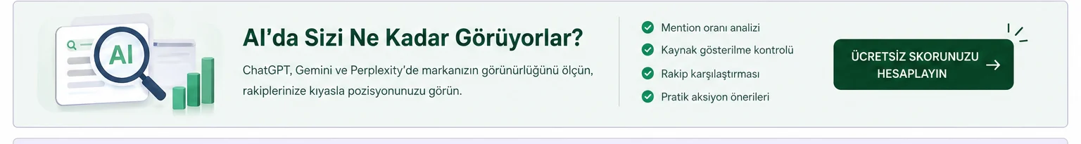 Ücretsiz GEO skorunuzu hesaplayın — ChatGPT, Gemini ve Perplexity'de sizi ne kadar görüyorlar?