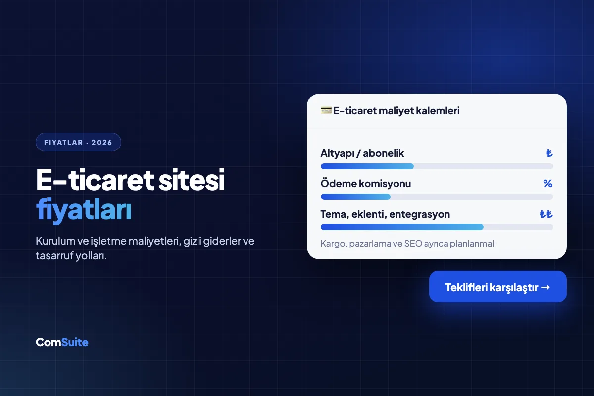 E-Ticaret Sitesi Fiyatları 2026: Kurulum ve İşletme Maliyetleri