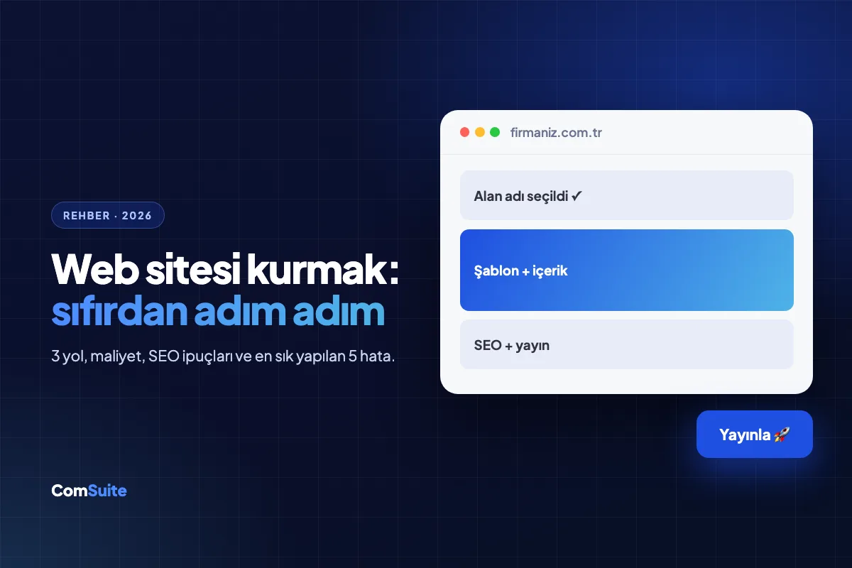Web Sitesi Kurmak: Sıfırdan Adım Adım Rehber (2026)